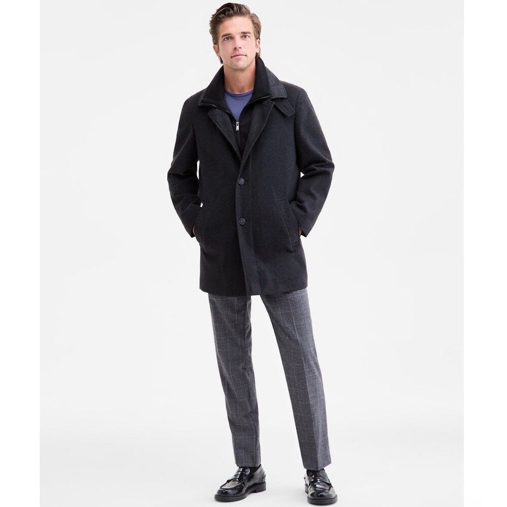 $395 NEW CALVIN KLEIN Mens 38S Dark Gray Soft 33" Long Coleman OverCoat Jacket